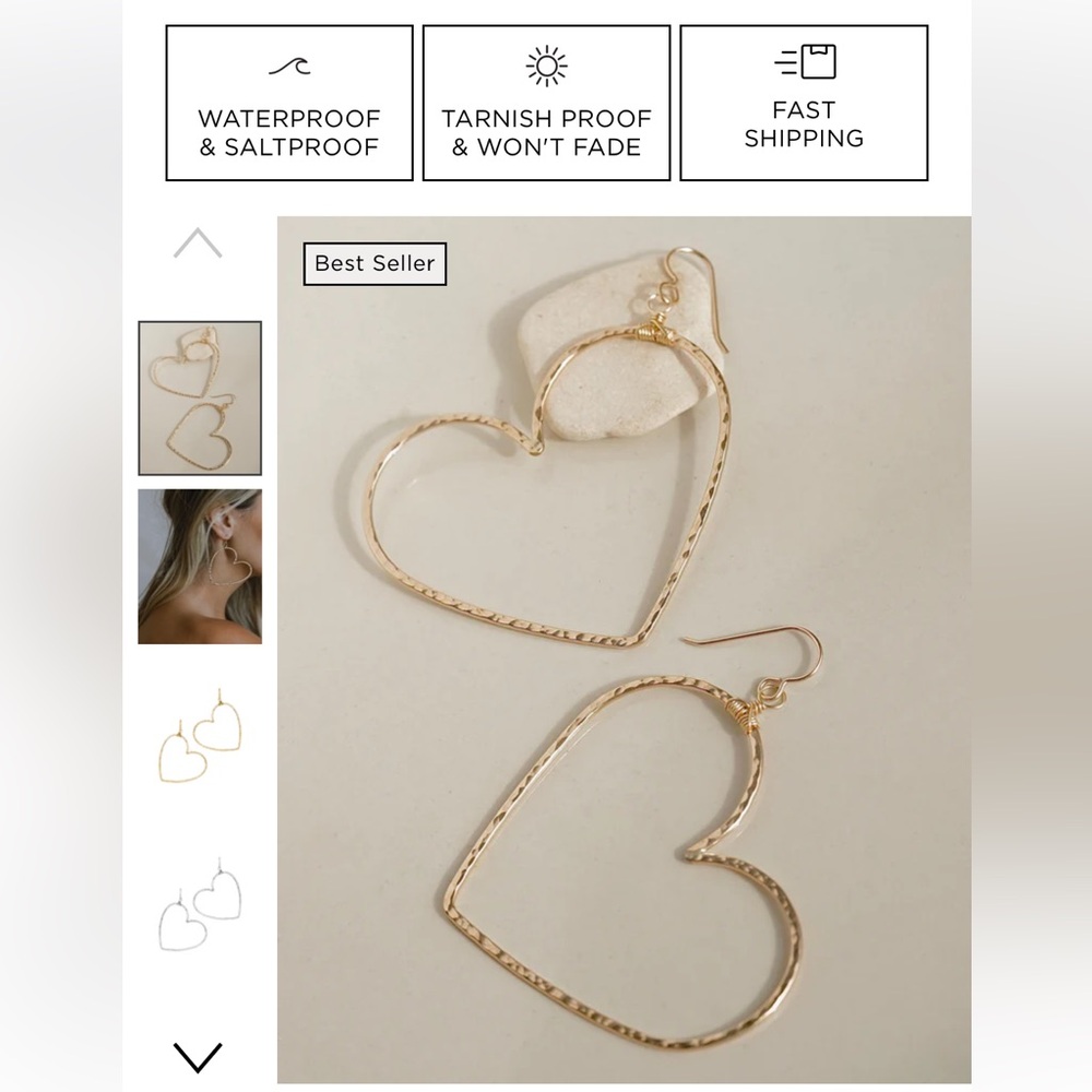 James Michelle Gold Heart Hoop Earrings
